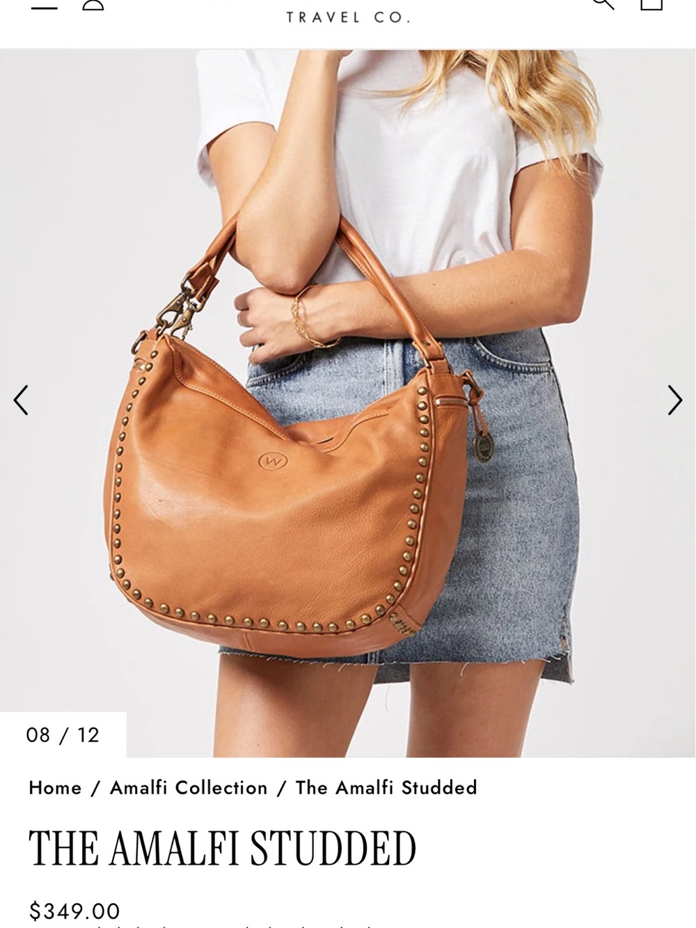 Wanderers leather Amalfi Studded Shoulder Bag — Tan Leather